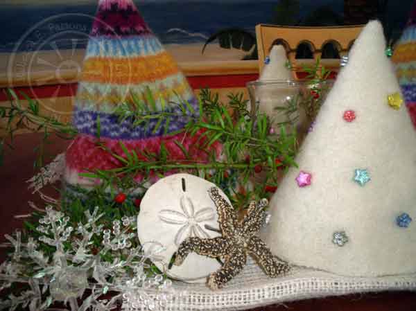 holiday trees made with recycled wool sweaters