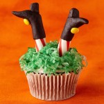 Halloween witch legs cupcake