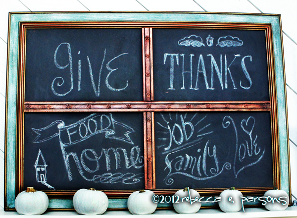 Thanksgiving Blessings Chalk Board in place #Gluenglitter